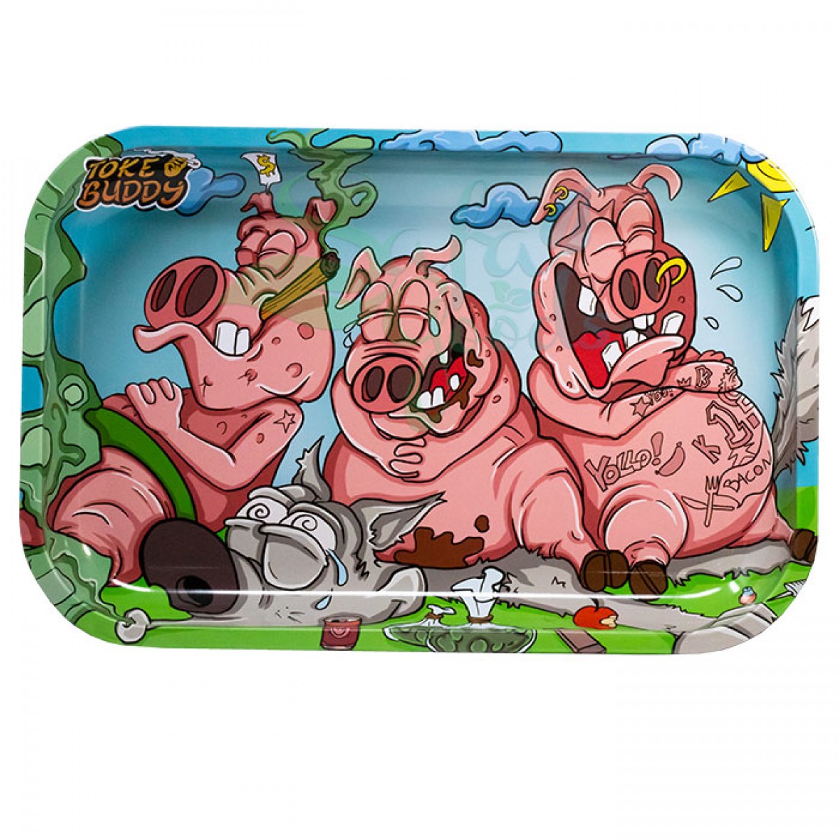Toke Buddy Metal Rolling Tray | Three Pigs